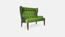 Norton double wingback sofa green wool